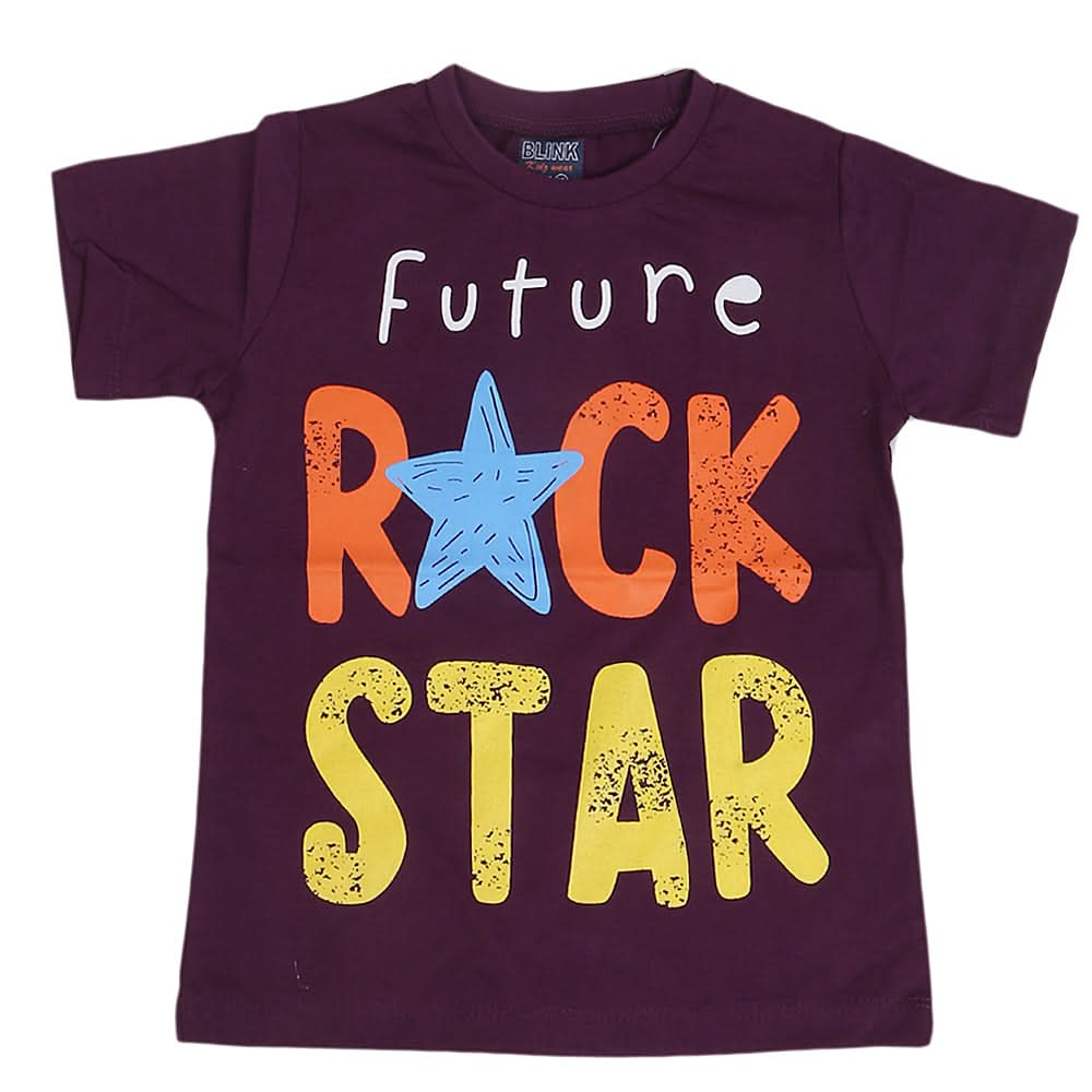 Boys Round Neck Half Sleeves T-Shirt - Purple, Kids, Boys T-Shirts, Chase Value, Chase Value