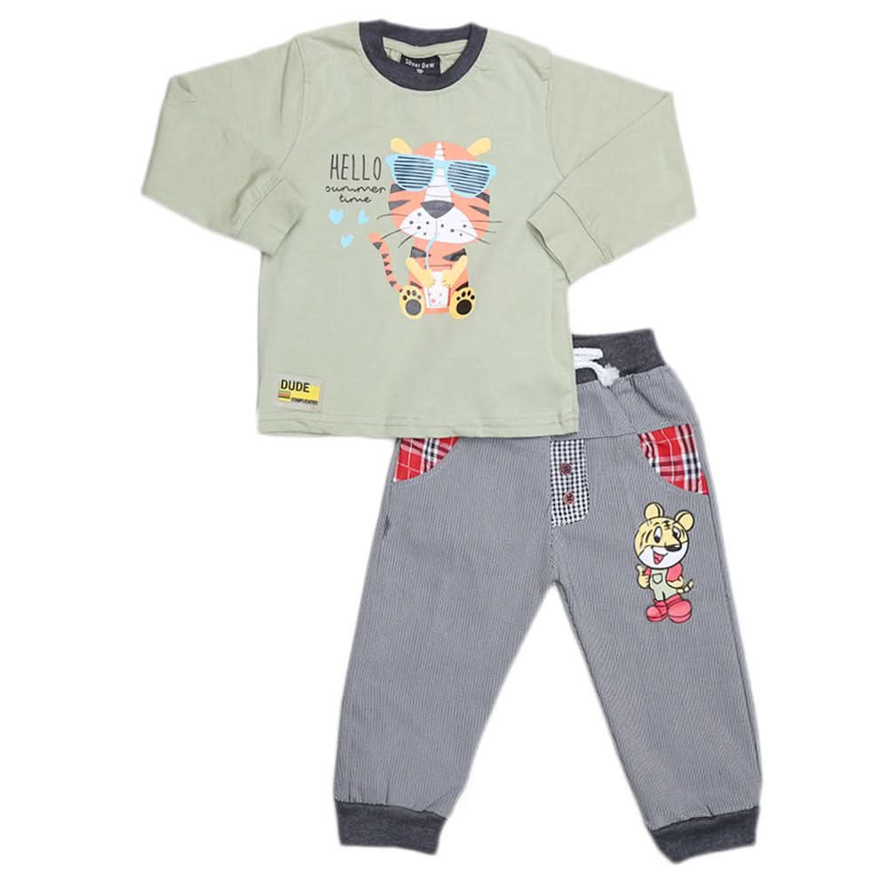 Boys Full Sleeves 2 Pcs Suit - Green, Kids, Boys Sets And Suits, Chase Value, Chase Value