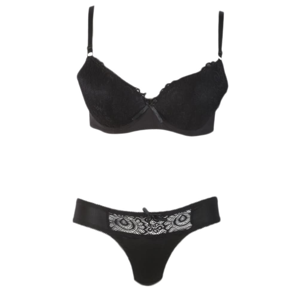 Women's Foam Bra & Panty Set - Black, Women, Bra And Panty Sets, Chase Value, Chase Value