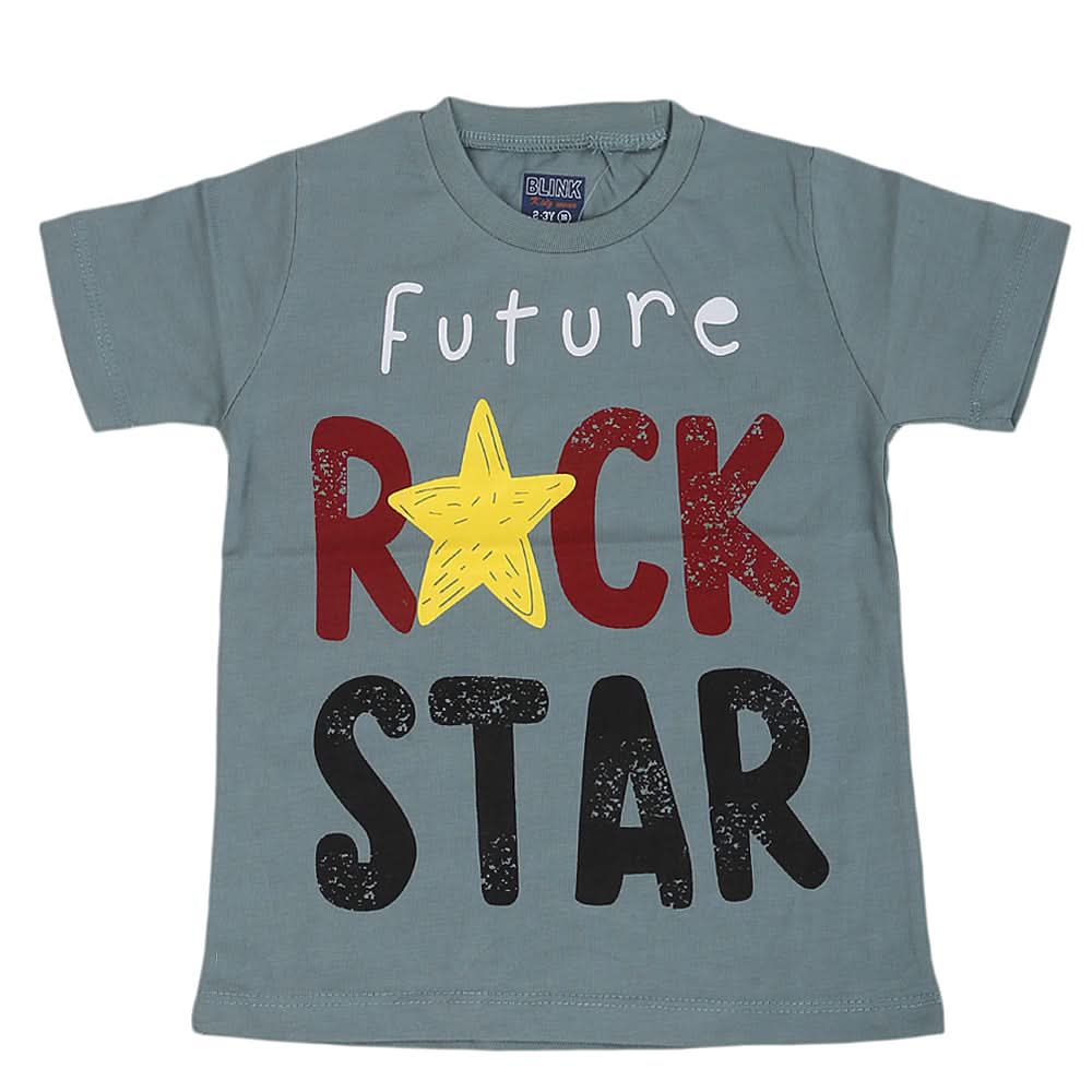 Boys Round Neck Half Sleeves T-Shirt - Steel Blue, Kids, Boys T-Shirts, Chase Value, Chase Value