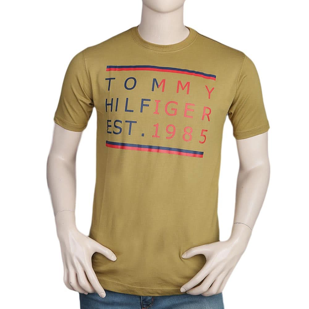Men's Half Sleeves Round Neck T-Shirt - Mustard, Men, T-Shirts And Polos, Chase Value, Chase Value