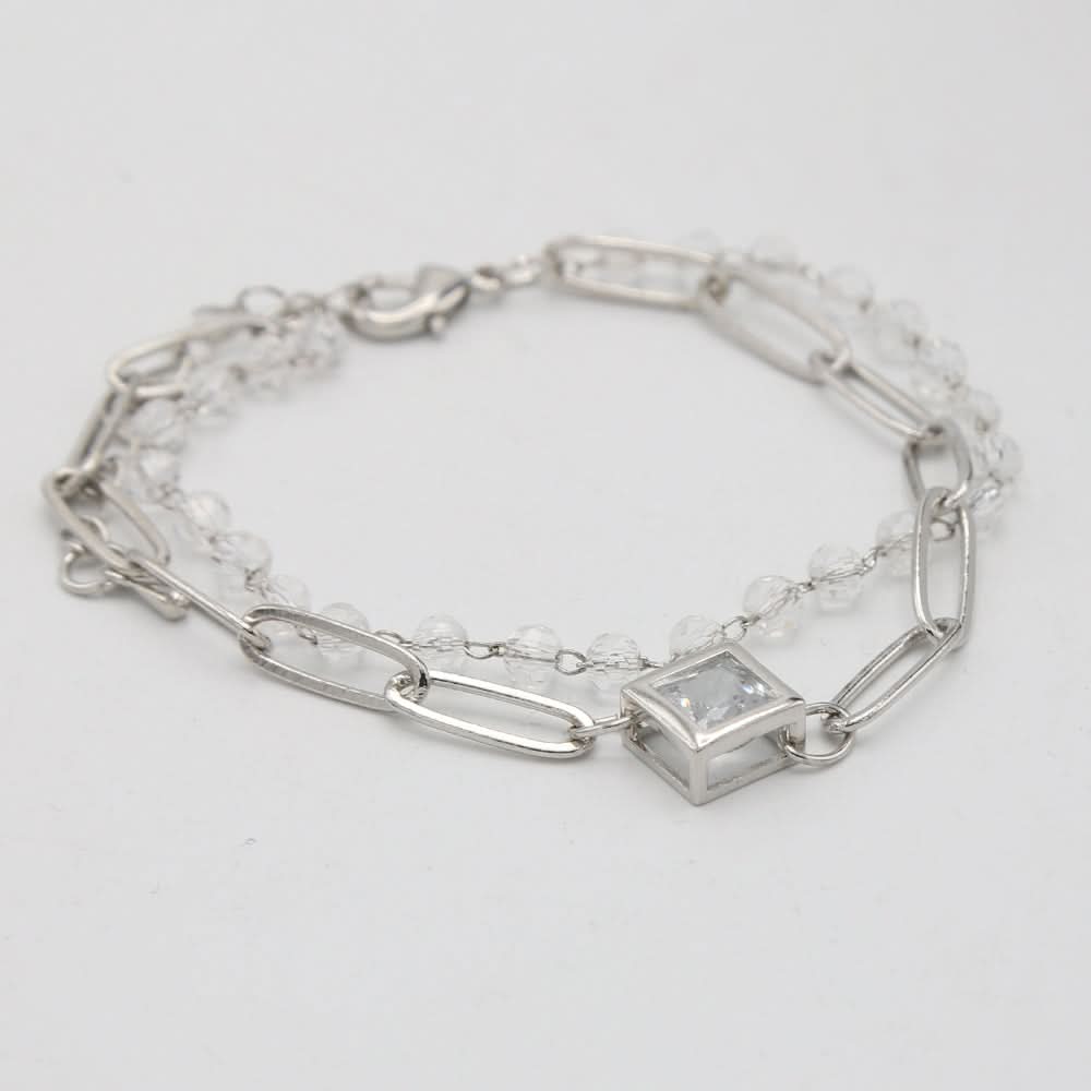Women's Stone Bracelets - White-Silver, Women, Bangles & Bracelets, Chase Value, Chase Value