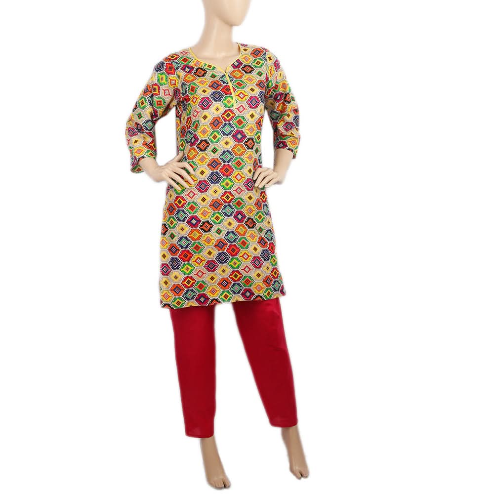 Women's Printed Lawn 2Pcs Stitched Suit - Pink, Women, Shalwar Suits, Chase Value, Chase Value