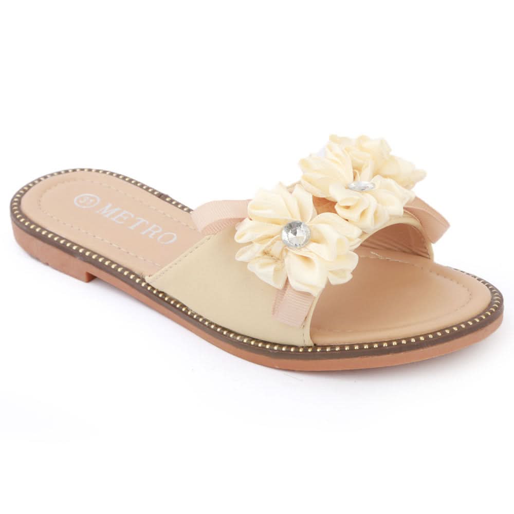 Girls Fancy Slippers 007 - Beige, Kids, Girls Slippers, Chase Value, Chase Value