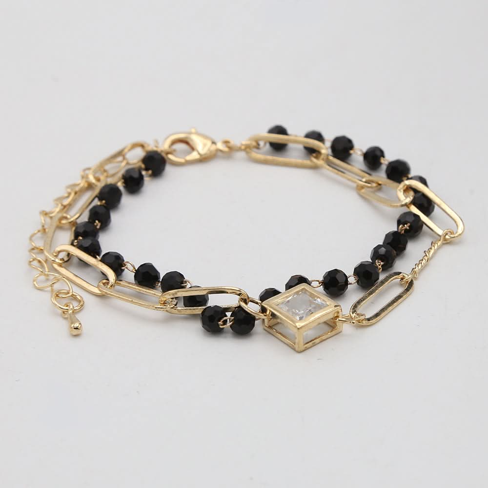 Women's Stone Bracelets - Black-Golden, Women, Bangles & Bracelets, Chase Value, Chase Value