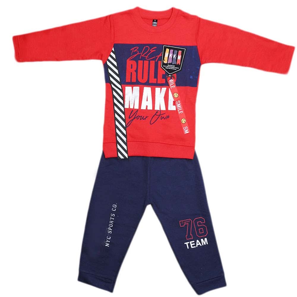 Boys Full Sleeves 2 Pcs Suit - Red, Kids, Boys Sets And Suits, Chase Value, Chase Value