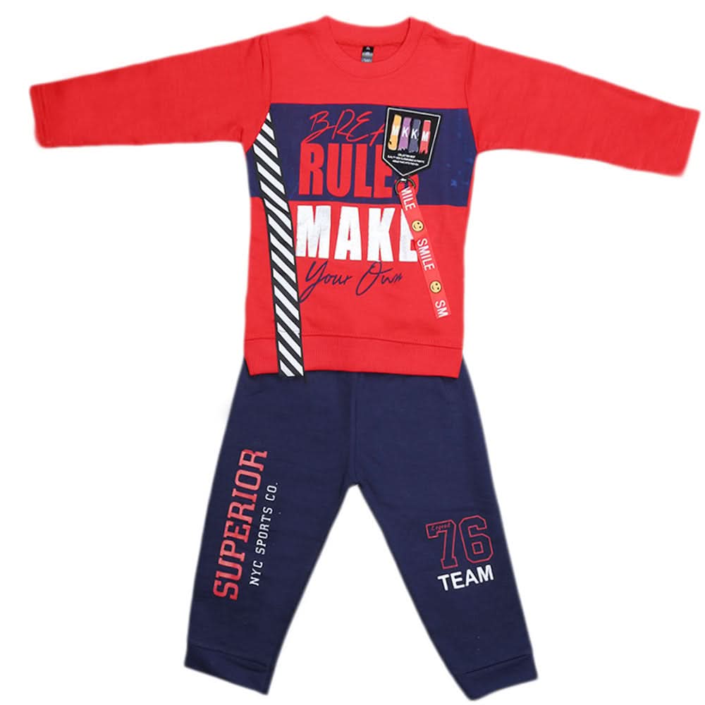 Boys Full Sleeves 2 Pcs Suit - Red, Kids, Boys Sets And Suits, Chase Value, Chase Value
