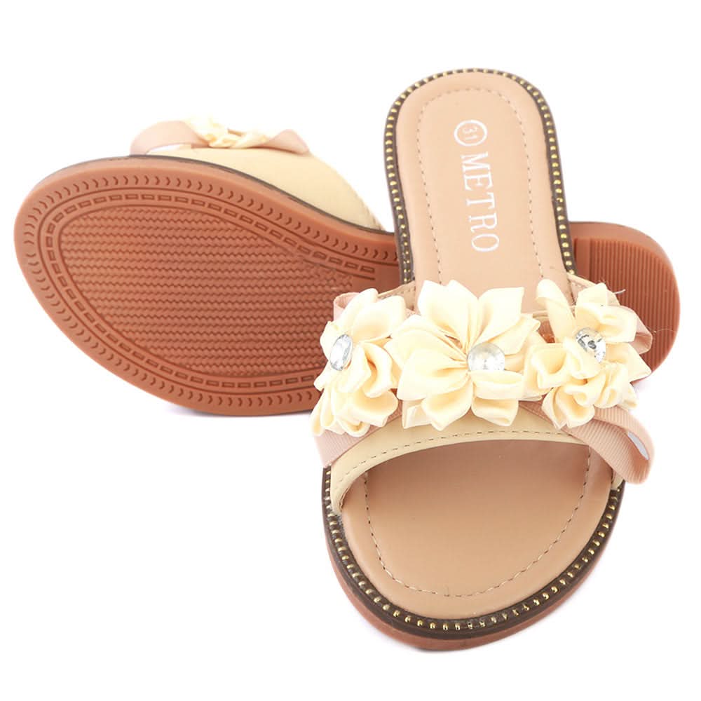 Girls Fancy Slippers 007 - Beige, Kids, Girls Slippers, Chase Value, Chase Value