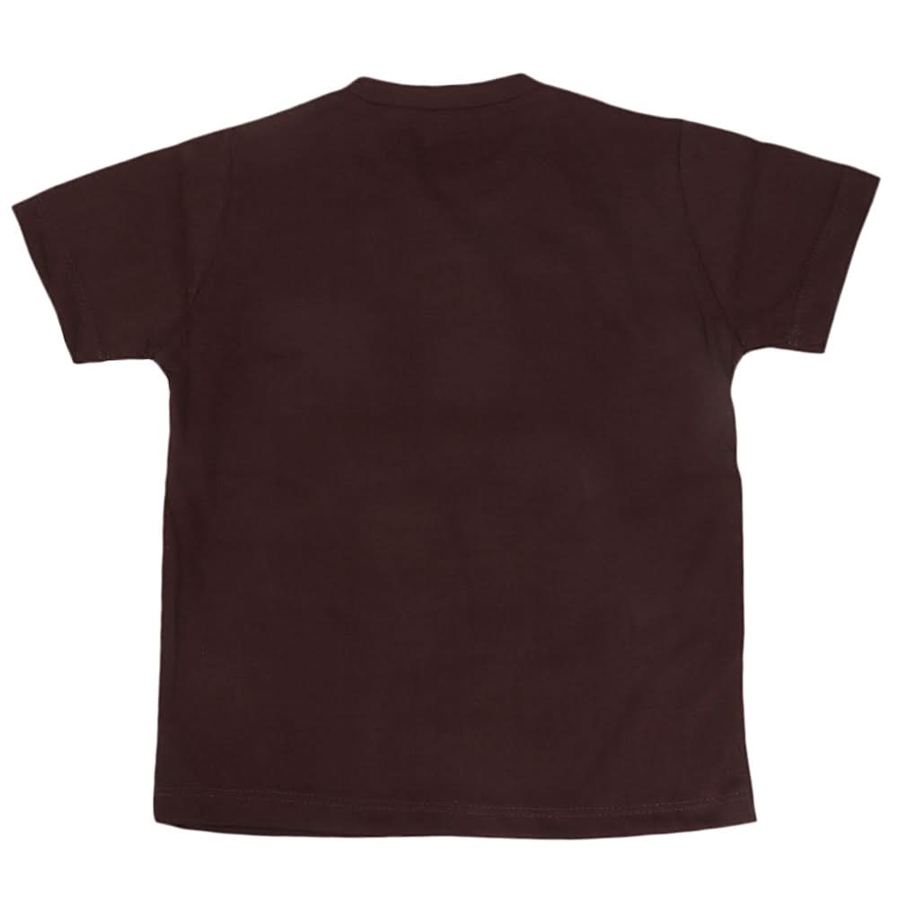 Boys Round Neck Half Sleeves T-Shirt - Dark Brown, Kids, Boys T-Shirts, Chase Value, Chase Value