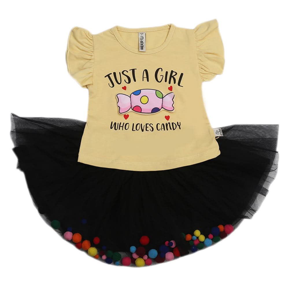 Newborn Girls Half Sleeves Suit - Yellow, Newborn Girls Sets & Suits, Chase Value, Chase Value