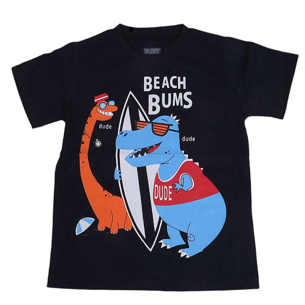 Boys Round Neck Half Sleeves T-Shirt - Black, Kids, Boys T-Shirts, Chase Value, Chase Value