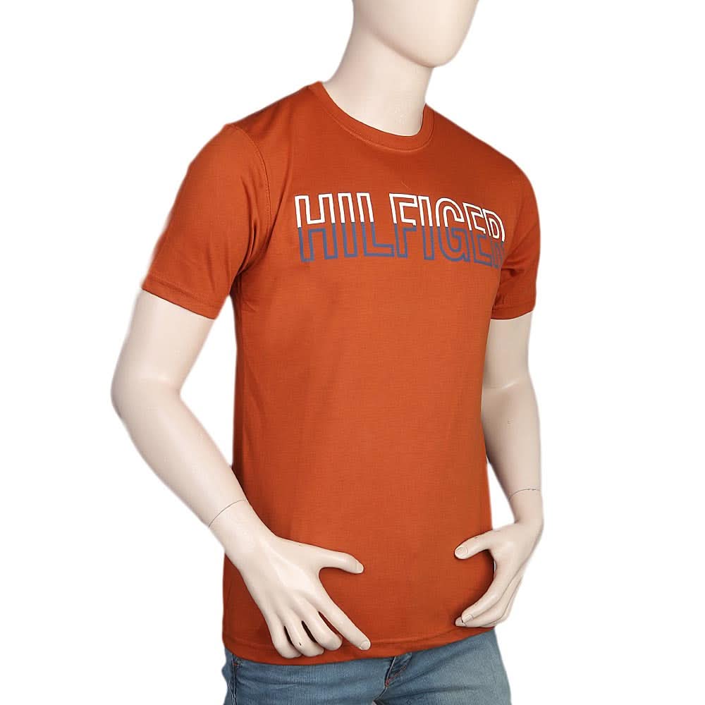 Men's Half Sleeves Round Neck T-Shirt - Rust, Men, T-Shirts And Polos, Chase Value, Chase Value