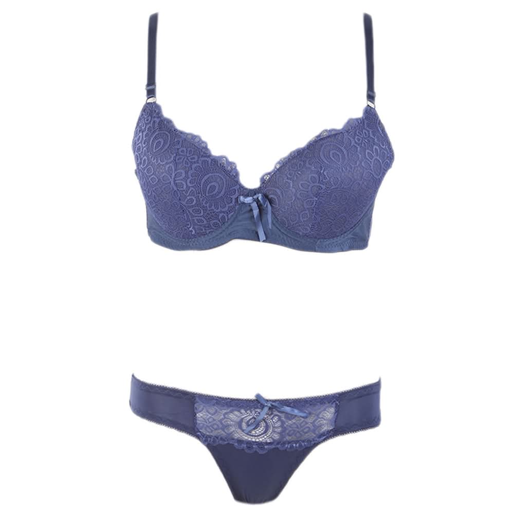 Women's Foam Bra & Panty Set - Navy Blue, Women, Bra And Panty Sets, Chase Value, Chase Value
