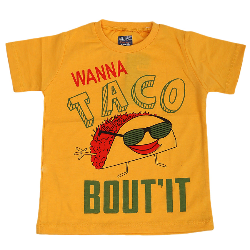 Boys Round Neck Half Sleeves T-Shirt - Yellow, Kids, Boys T-Shirts, Chase Value, Chase Value