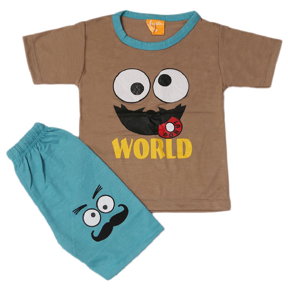 Boys Half Sleeves Suit - Light Brown, Kids, Boys Sets And Suits, Chase Value, Chase Value
