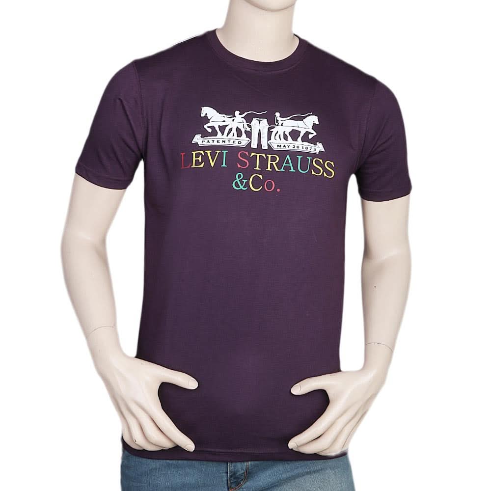 Men's Half Sleeves Round Neck T-Shirt - Purple, Men, T-Shirts And Polos, Chase Value, Chase Value