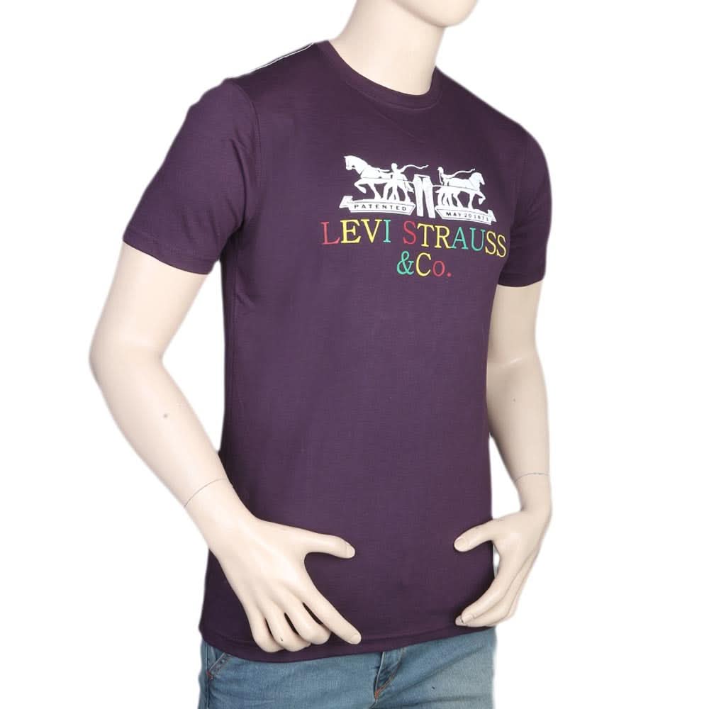 Men's Half Sleeves Round Neck T-Shirt - Purple, Men, T-Shirts And Polos, Chase Value, Chase Value
