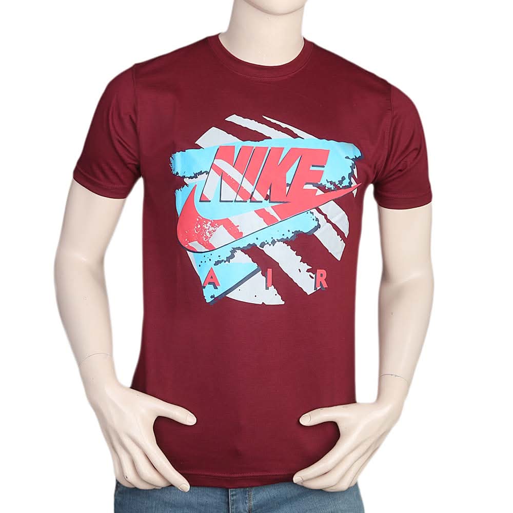 Men's Half Sleeves Round Neck T-Shirt - Maroon, Men, T-Shirts And Polos, Chase Value, Chase Value