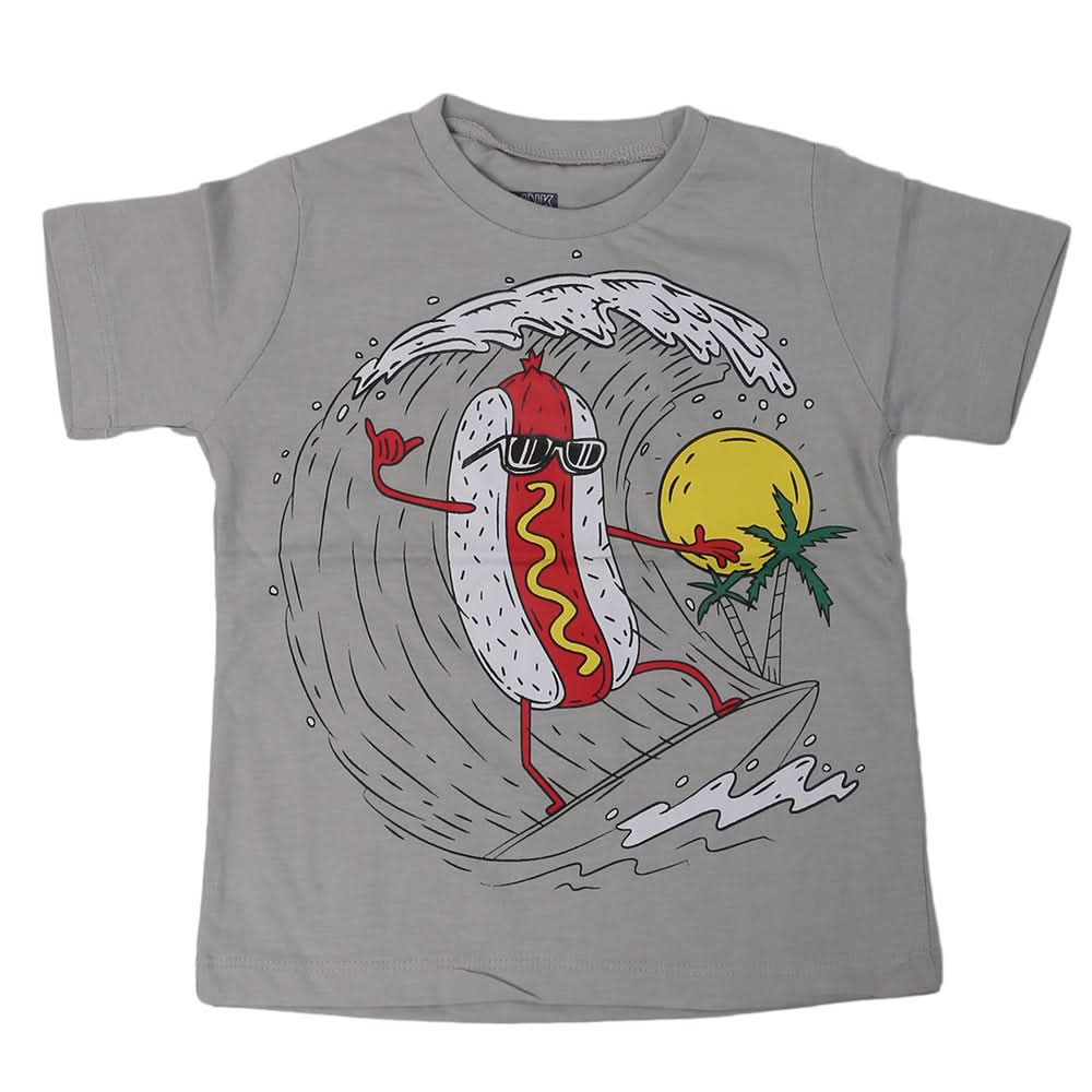 Boys Round Neck Half Sleeves T-Shirt - Grey, Kids, Boys T-Shirts, Chase Value, Chase Value