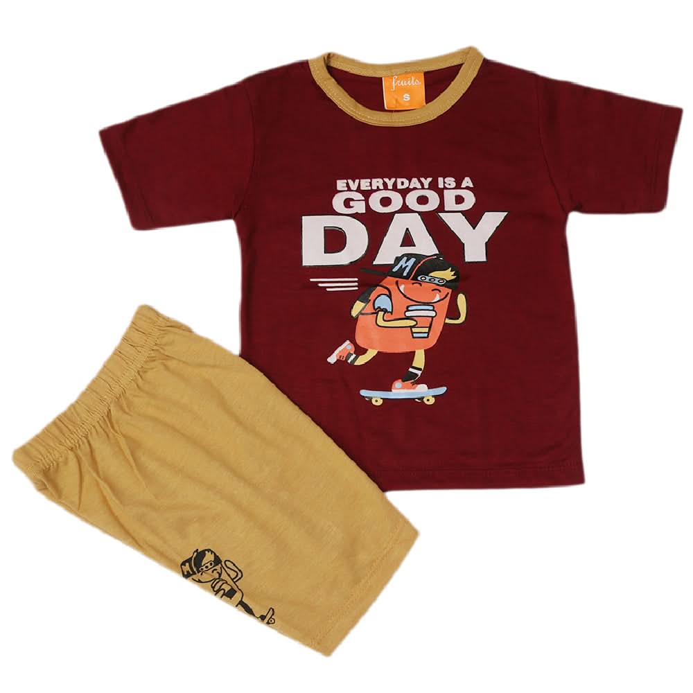 Boys Half Sleeves Suit - Maroon, Kids, Boys Sets And Suits, Chase Value, Chase Value