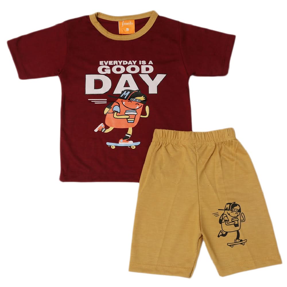 Boys Half Sleeves Suit - Maroon, Kids, Boys Sets And Suits, Chase Value, Chase Value