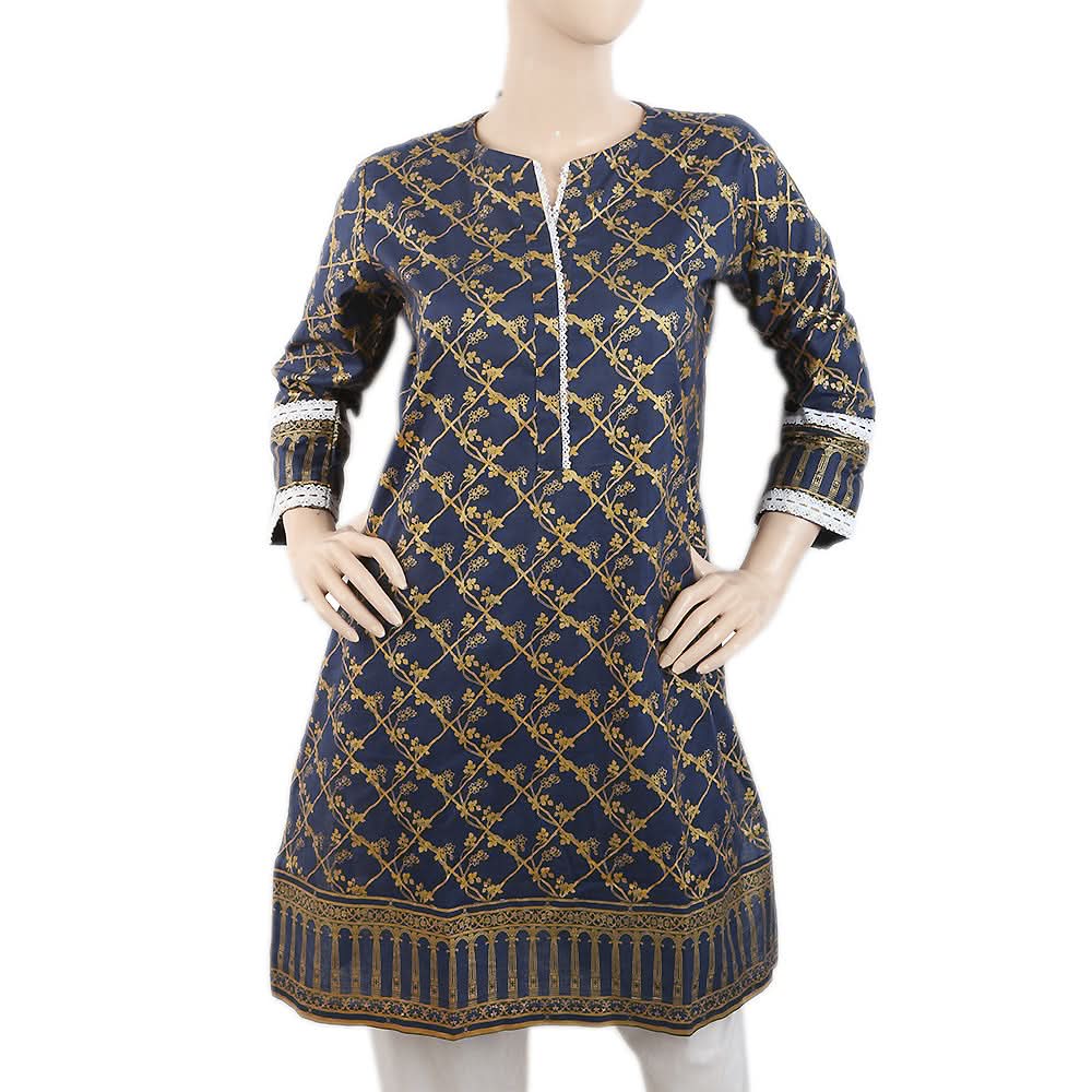 Women's Plain Cotton Kurti - Navy Blue, Women, Ready Kurtis, Chase Value, Chase Value