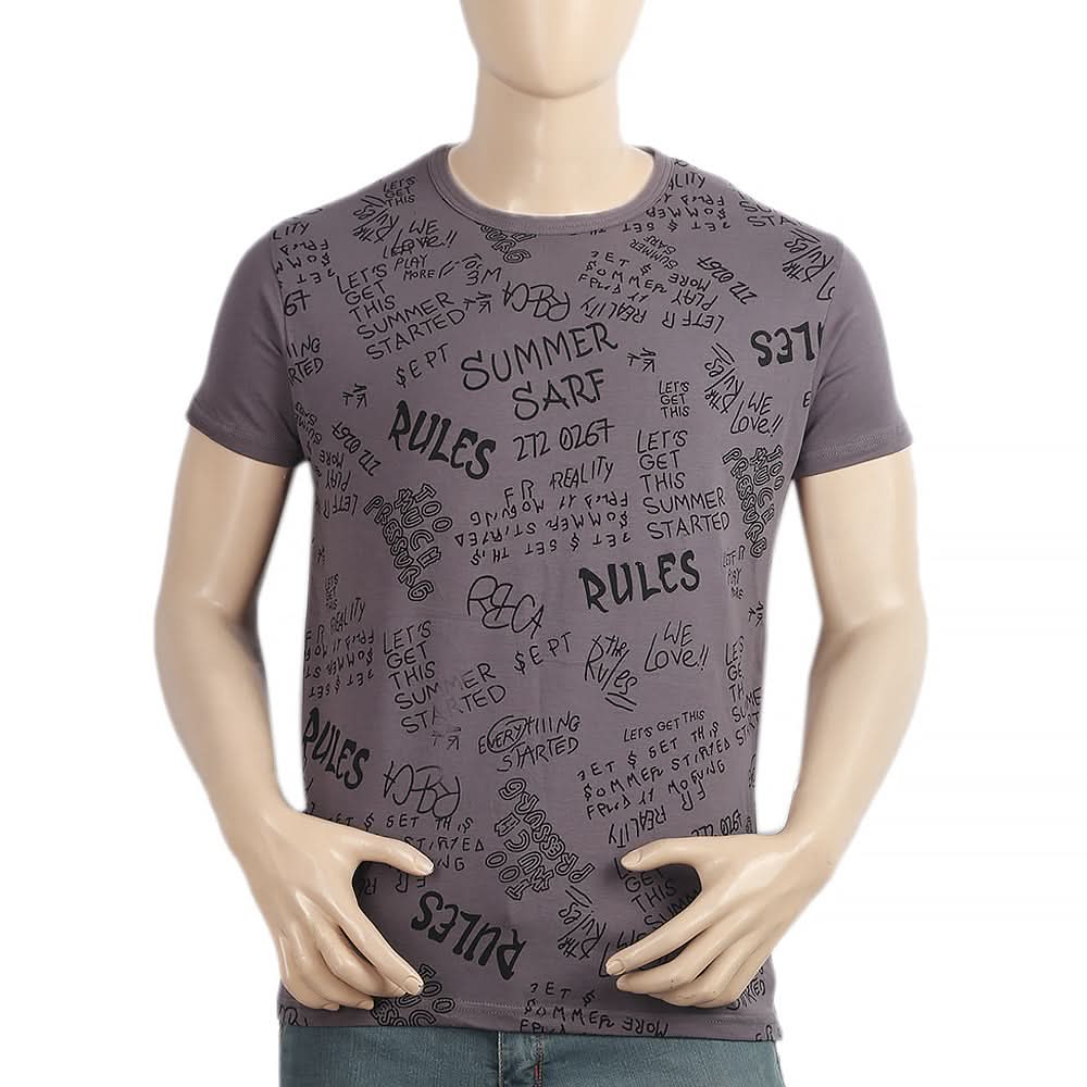 Men's Half Sleeves Round Neck T-Shirt - Dark Grey, Men, T-Shirts And Polos, Chase Value, Chase Value