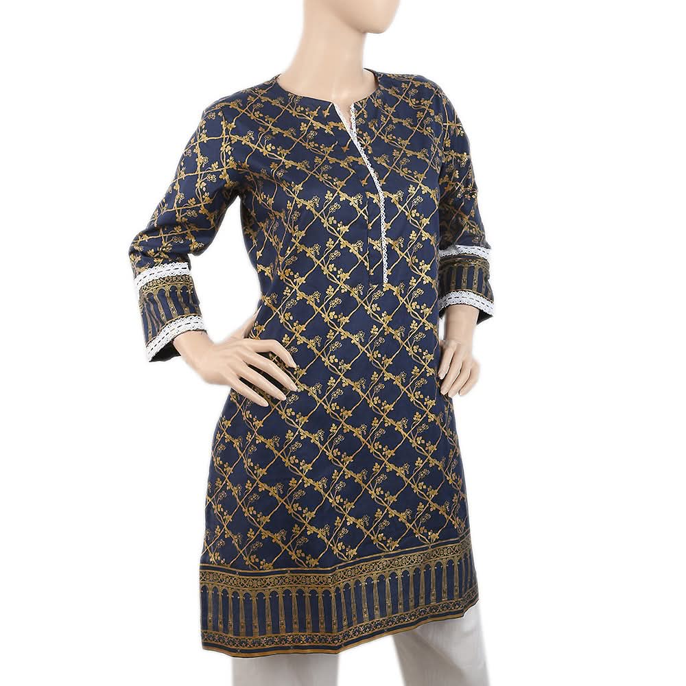 Women's Plain Cotton Kurti - Navy Blue, Women, Ready Kurtis, Chase Value, Chase Value