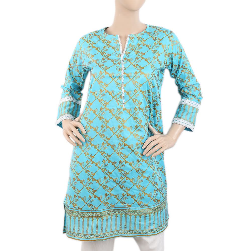 Women's Plain Cotton Kurti - Sky Blue, Women, Ready Kurtis, Chase Value, Chase Value