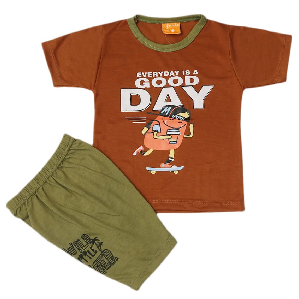 Boys Half Sleeves Suit - Dark Brown, Kids, Boys Sets And Suits, Chase Value, Chase Value