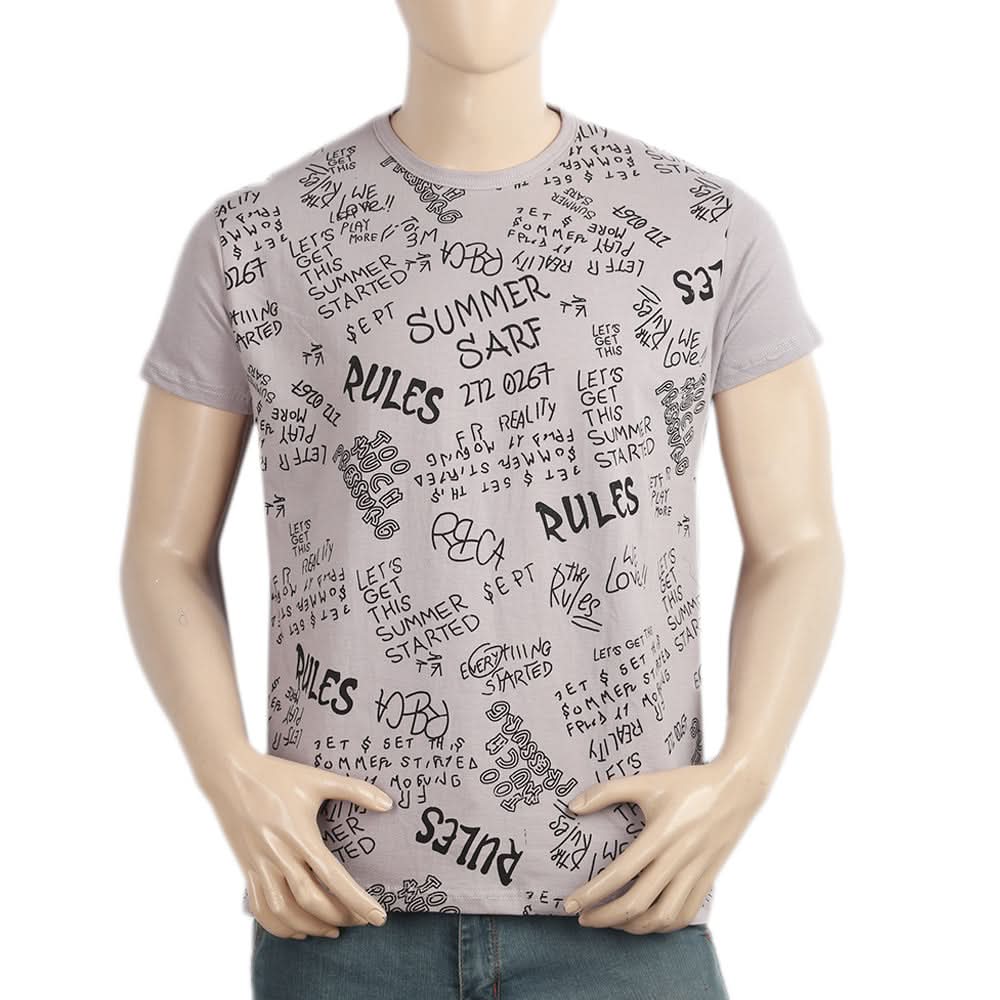 Men's Half Sleeves Round Neck T-Shirt - Light Grey, Men, T-Shirts And Polos, Chase Value, Chase Value