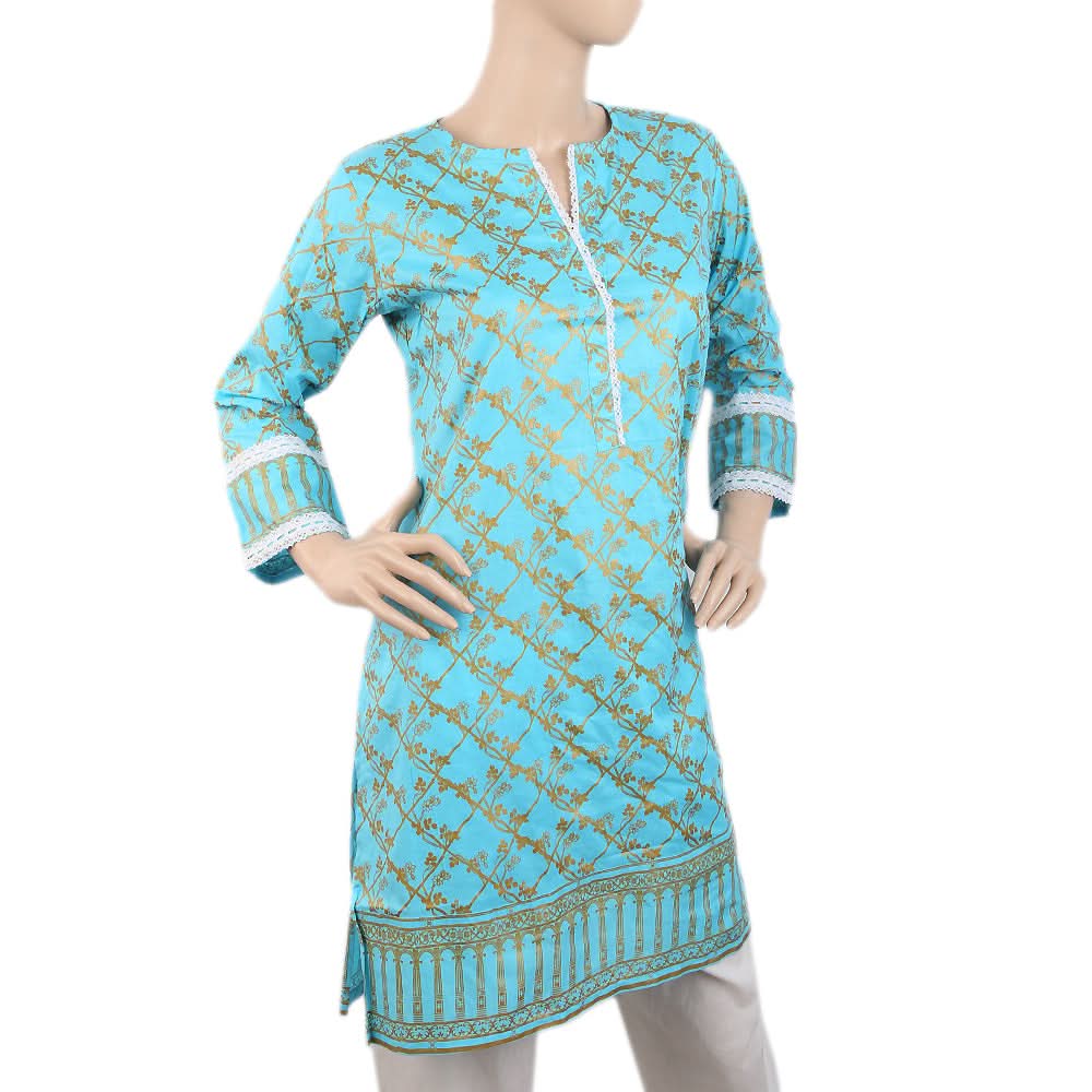 Women's Plain Cotton Kurti - Sky Blue, Women, Ready Kurtis, Chase Value, Chase Value