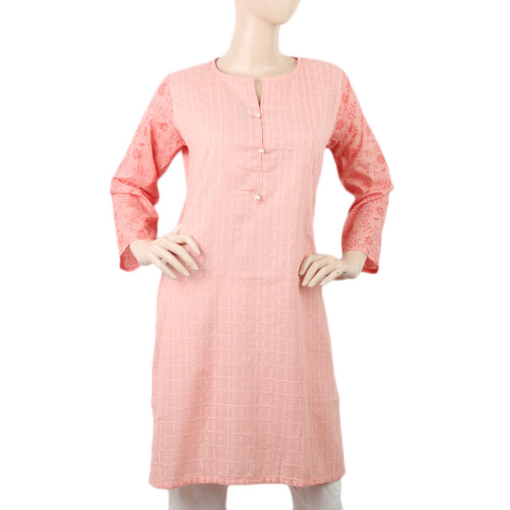 Women's Chicken Kurti - I - Peach, Women, Ready Kurtis, Chase Value, Chase Value