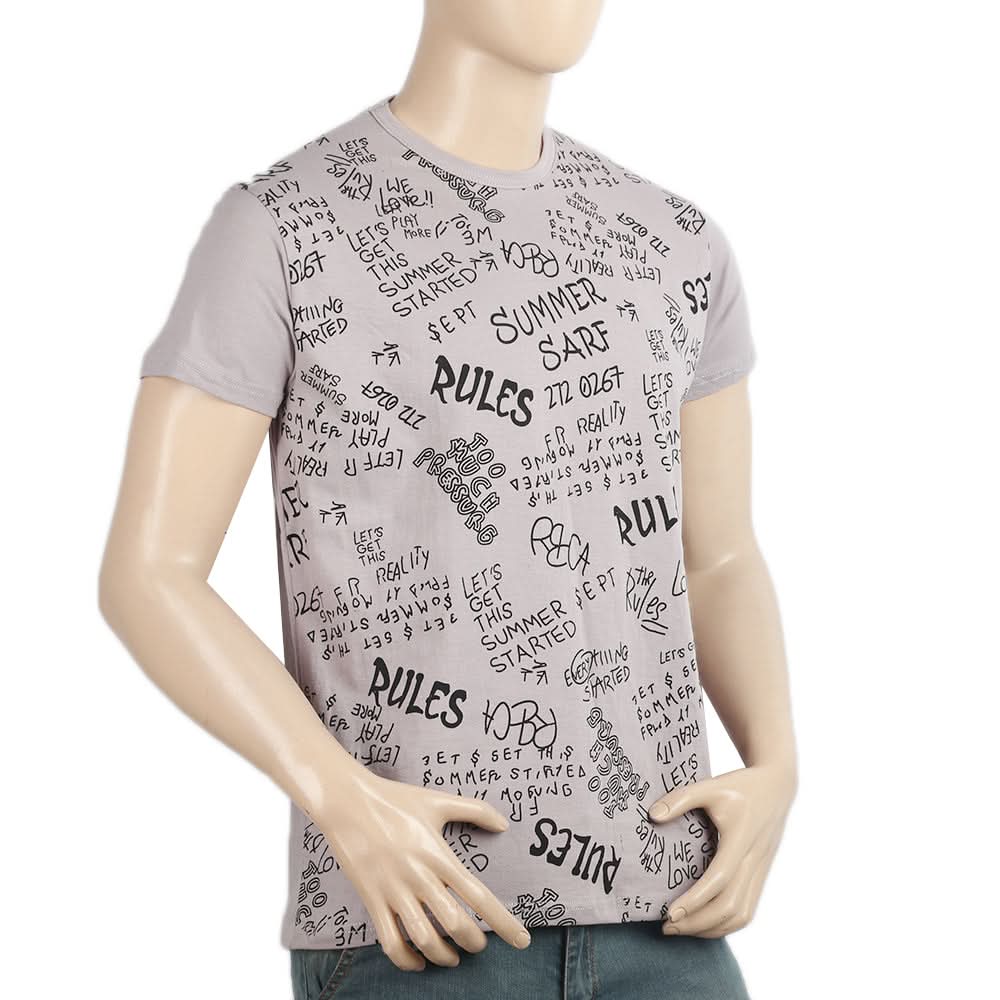 Men's Half Sleeves Round Neck T-Shirt - Light Grey, Men, T-Shirts And Polos, Chase Value, Chase Value