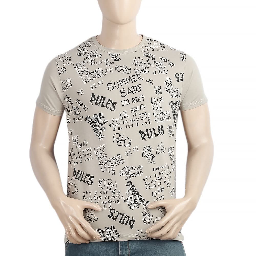 Men's Half Sleeves Round Neck T-Shirt - Beige, Men, T-Shirts And Polos, Chase Value, Chase Value