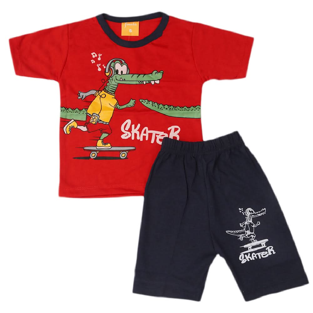 Boys Half Sleeves Suit - Red, Kids, Boys Sets And Suits, Chase Value, Chase Value