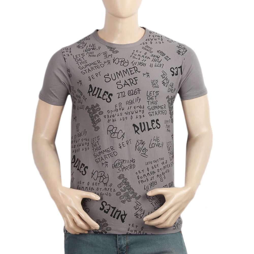 Men's Half Sleeves Round Neck T-Shirt - Grey, Men, T-Shirts And Polos, Chase Value, Chase Value