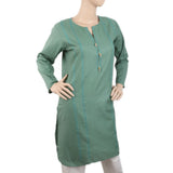 Women's Dobby Embroidered Kurti - Green, Women, Ready Kurtis, Chase Value, Chase Value