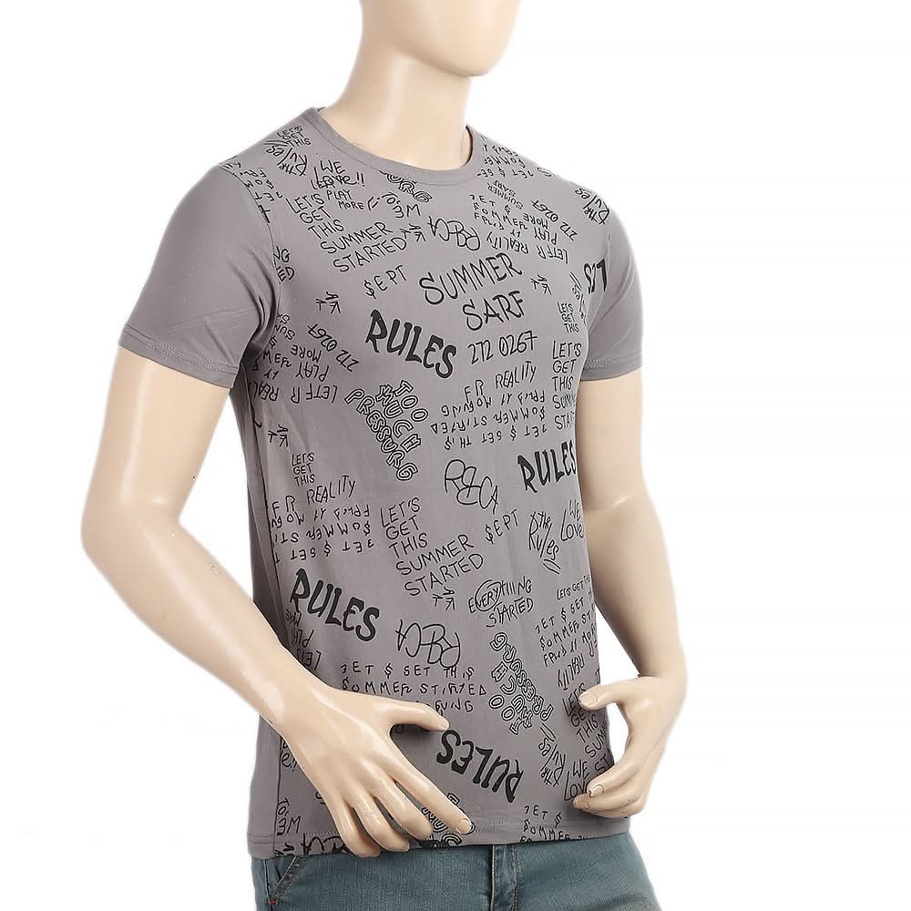 Men's Half Sleeves Round Neck T-Shirt - Grey, Men, T-Shirts And Polos, Chase Value, Chase Value