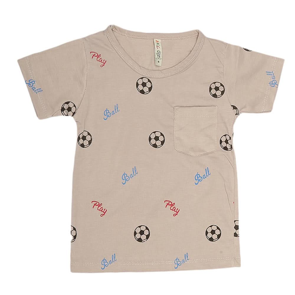 Boys Print T-Shirt  - Beige, Kids, Boys T-Shirts, Chase Value, Chase Value