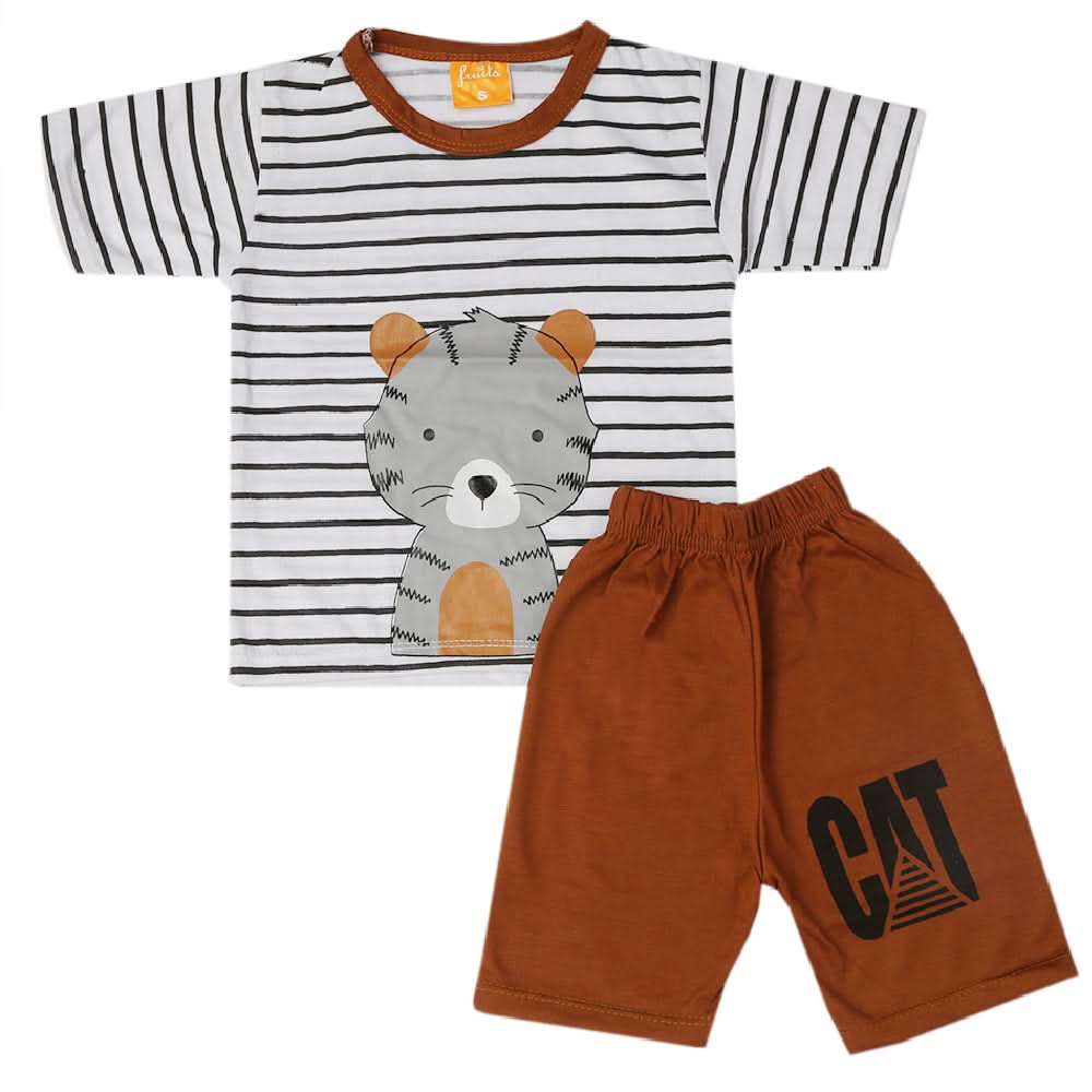Boys Half Sleeves Suit - Dark Brown, Kids, Boys Sets And Suits, Chase Value, Chase Value