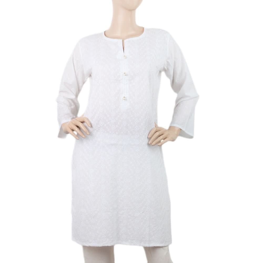Women's Chicken Kurti - F - White, Women, Ready Kurtis, Chase Value, Chase Value