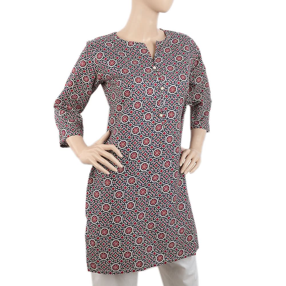 Women's Cotton Printed Kurti - Navy Blue, Women, Ready Kurtis, Chase Value, Chase Value
