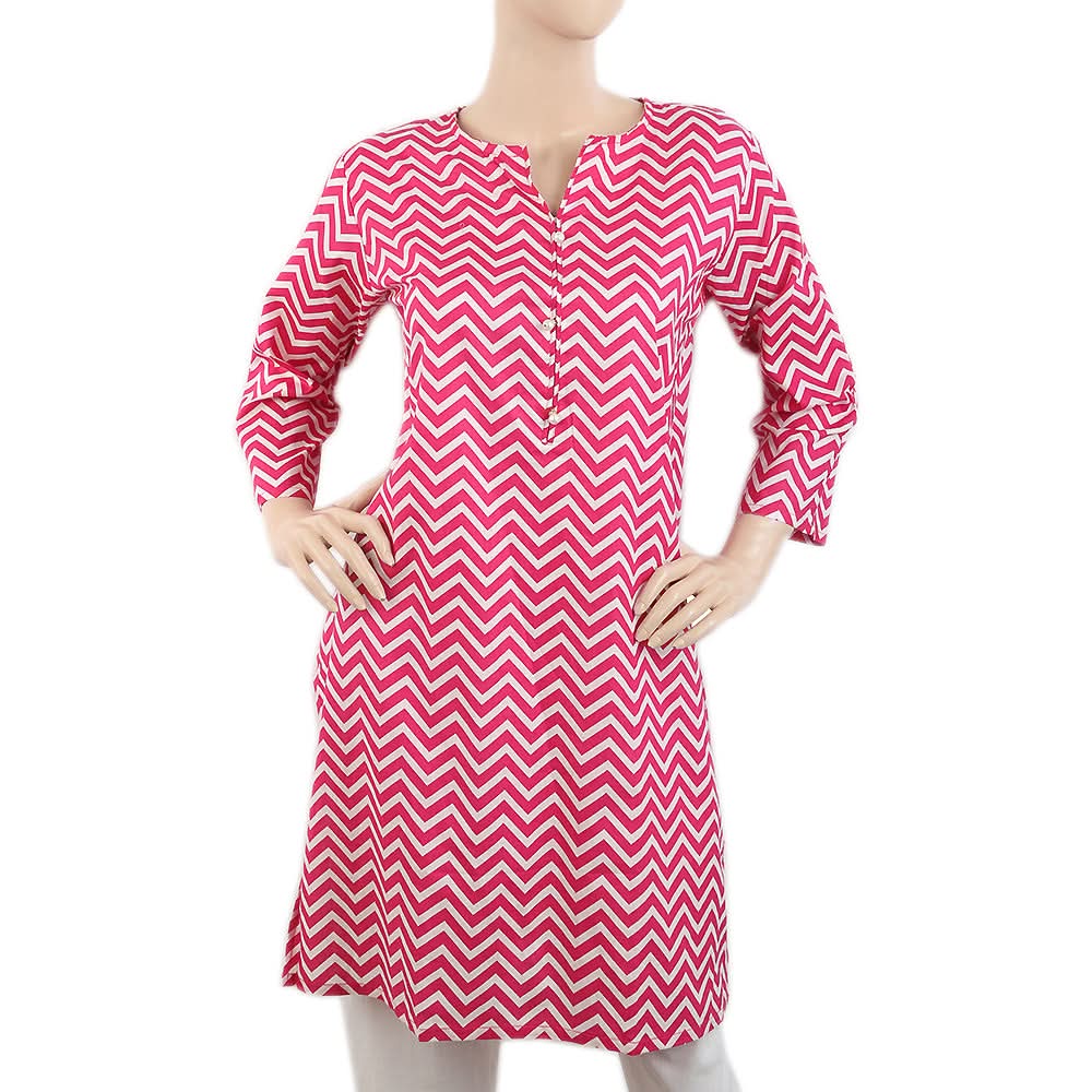 Women's Cotton Printed Kurti - Pink, Women, Ready Kurtis, Chase Value, Chase Value