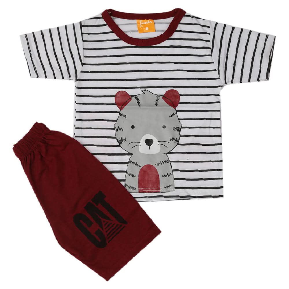 Boys Half Sleeves Suit - Maroon, Kids, Boys Sets And Suits, Chase Value, Chase Value