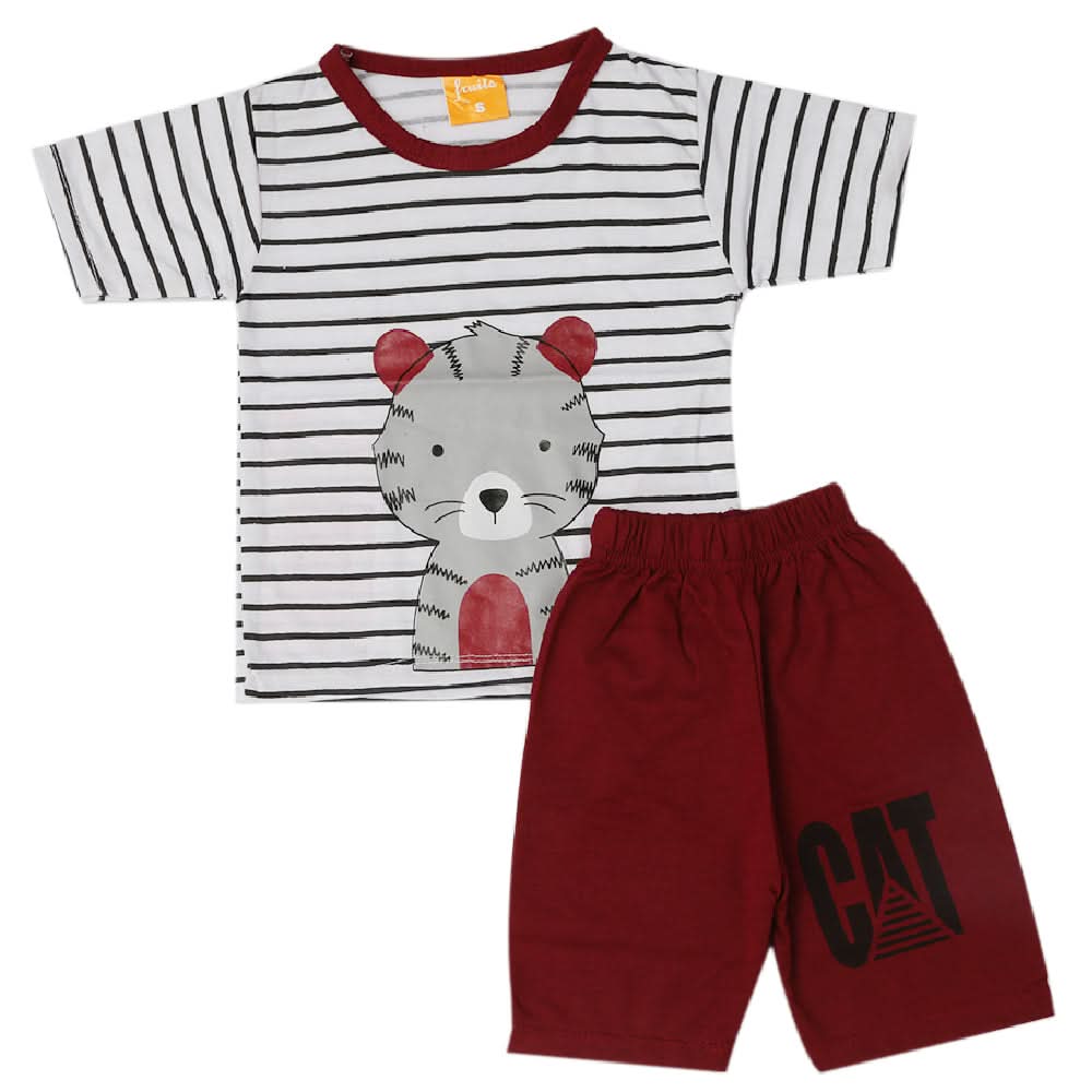 Boys Half Sleeves Suit - Maroon, Kids, Boys Sets And Suits, Chase Value, Chase Value