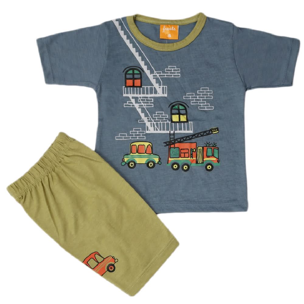 Boys Half Sleeves Suit - Steel Blue, Kids, Boys Sets And Suits, Chase Value, Chase Value
