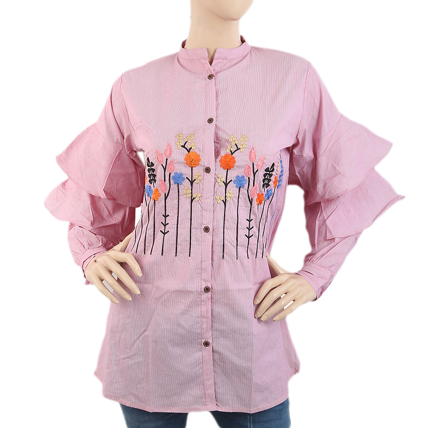 Women's Embroidered Casual Shirt - Light Purple, Women, T-Shirts And Tops, Chase Value, Chase Value