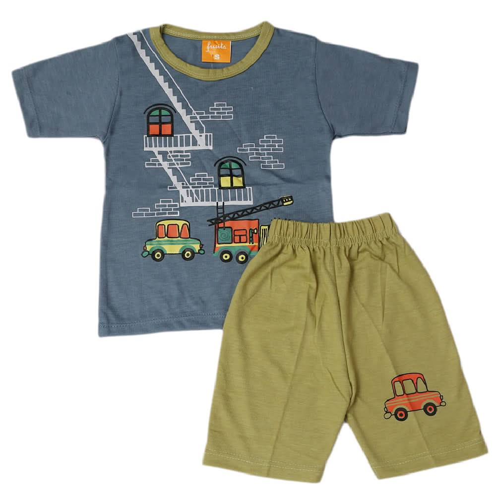 Boys Half Sleeves Suit - Steel Blue, Kids, Boys Sets And Suits, Chase Value, Chase Value