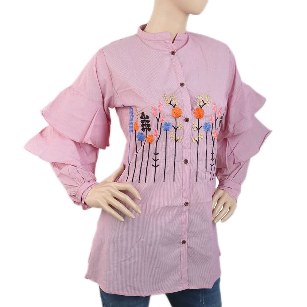 Women's Embroidered Casual Shirt - Light Purple, Women, T-Shirts And Tops, Chase Value, Chase Value